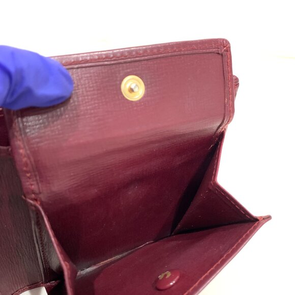 Cartier Red Leather Coin Case/Wallett Sku#84375  (Gently Used, wear) - Picture 10 of 12